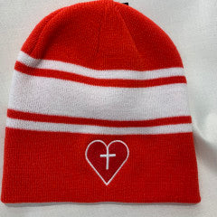 NIKE SWOOSH STRIPE BEANIE RED