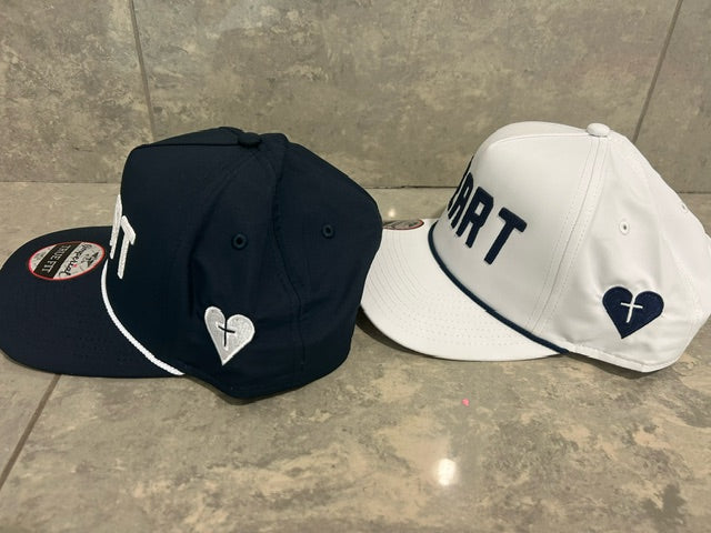 HEART "HALLA" HATS NAVY/WHITE ROPE