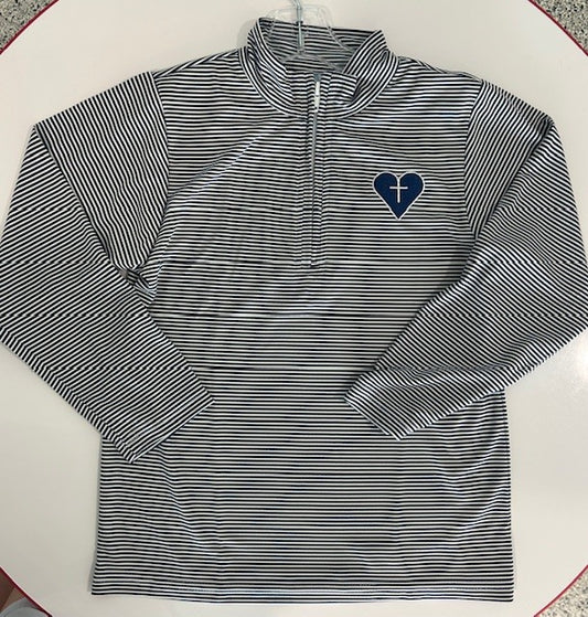 RALPH NAVY/WHITE STRIPE 1/4 ZIP YOUTH