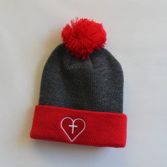 NIKE SWOOSH POM KNIT BEANIE RED